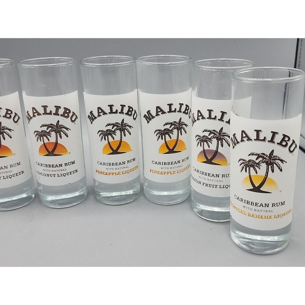 Malibu Rum 2oz Shot Glasses Lot of 10 Coconut Mango Pineapple Passion Fruit Etc. - Picture 4 of 10